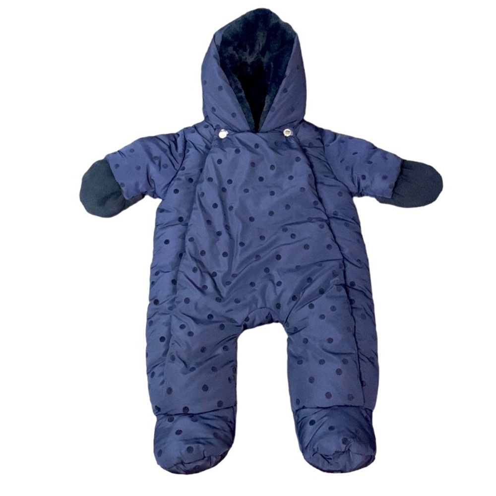 Jacadi Paris Snowsuit Navy Blue 3 Months Zipper Button Closure One Piece Cozy